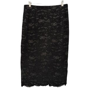 Chico’s Black Lace Pencil Skirt Lined Sheath Size 0 (US 4)